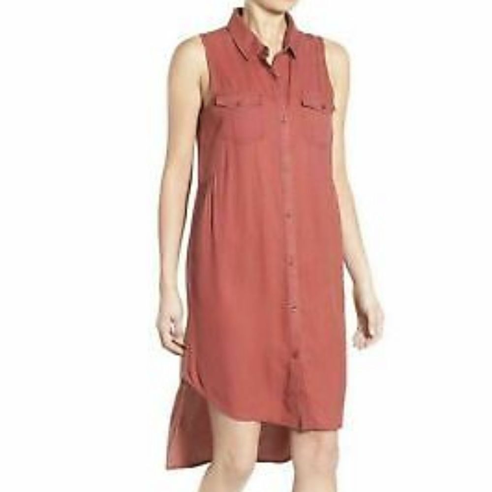 BP sleeveless button down midi shirt dress